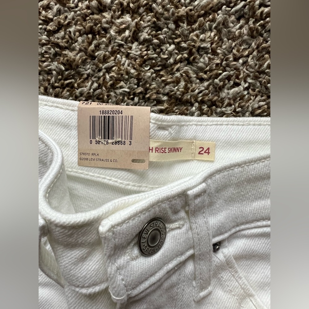 Levi's Premium 721 HIGH RISE SKINNY WOMEN'S JEANS Short W24 L28 WHITE - Picture 5 of 7